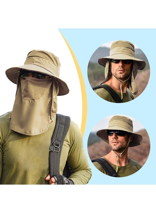 Moonmen Sun Hat for Men & Women, Fishing Hat Outdoor UV Sun Protection UPF 50+ Breathable Wide Brim Hat with Face Cover & Neck Flap - Image 5