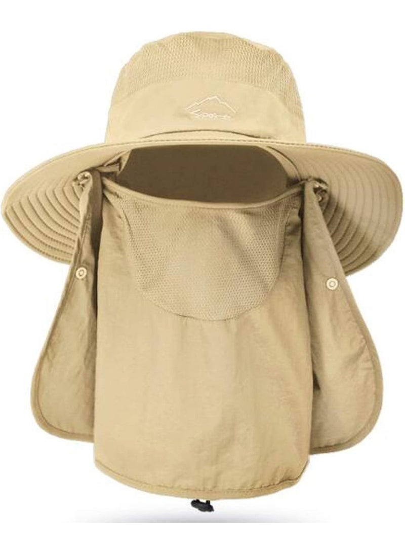 Moonmen Sun Hat for Men & Women, Fishing Hat Outdoor UV Sun Protection UPF 50+ Breathable Wide Brim Hat with Face Cover & Neck Flap - Image 1
