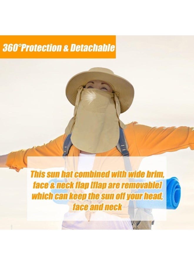 Moonmen Sun Hat for Men & Women, Fishing Hat Outdoor UV Sun Protection UPF 50+ Breathable Wide Brim Hat with Face Cover & Neck Flap - Image 3