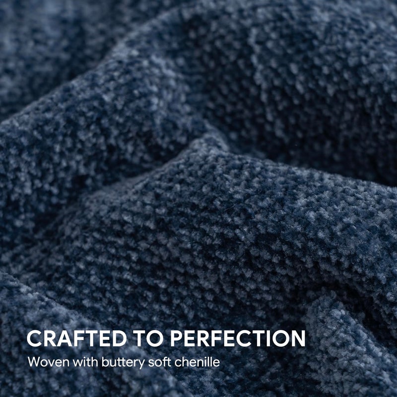 RECYCO Throw Blanket Soft Cozy Chenille Throw Blanket with Fringe Tassel for Couch Sofa Chair Bed Living Room Gift (Blue, 50'' x 60'') - Image 4