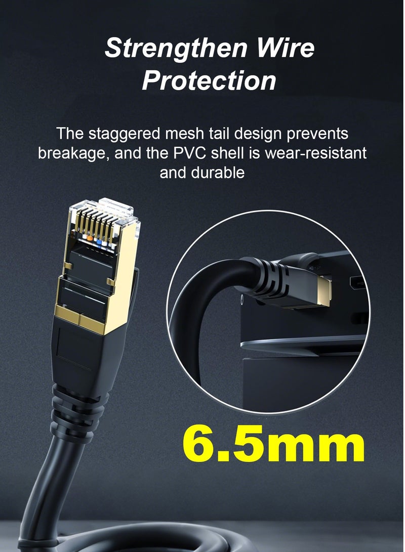 دراكلاو كابل إيثرنت Cat8 كابل شبكة RJ45 محمي كابل LAN عالي السرعة 40 جيجابت في الثانية 2000 ميجاهرتز متوافق مع أجهزة المودم/أجهزة التوجيه/موسعات WiFi/لوحات التوصيل (3 أمتار) - Image 3