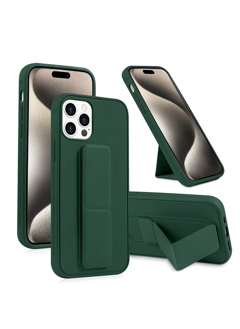 MUNTAQI TPU Rubber Silicone Hand Grip Protective Phone Case Cover For Apple iPhone 15 Pro Max Dark Green - Image 1