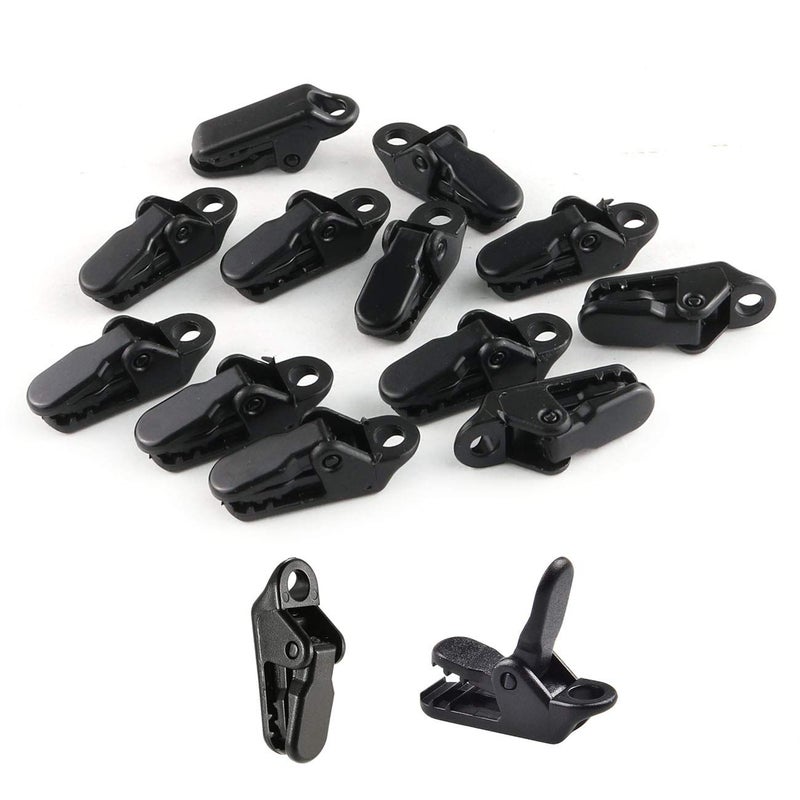Eoutstanding 12Pack Small Outdoor Camping Awning Point Hook Tent Windbreak Clamp Plastic Crocodile Clip 33x10x13mm Black