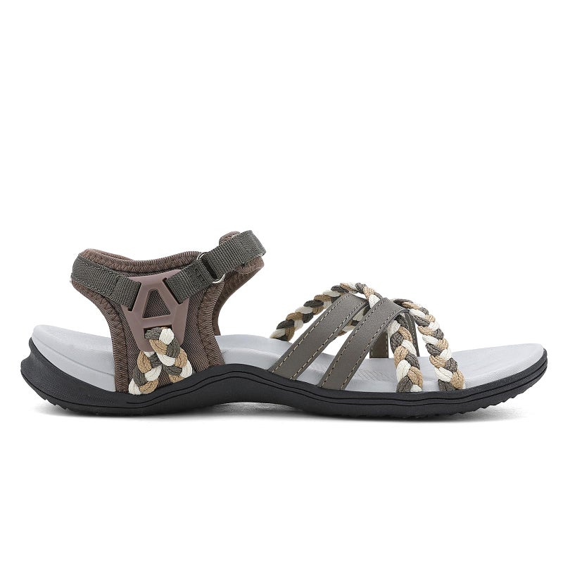 UBFEN Womens Hiking Comfort Sport Sandals Beach Vacation Camping Casual Sport Sandals with Adjustable Straps and Arch Support Size US 10 Khaki - Image 5