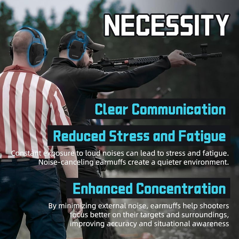Zohan EM054 Electronic Ear Protection for Shooting Range with Sound Amplification Noise Reduction, Ear Muffs for Gun Range - Image 4