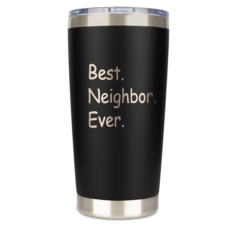 JENVIO Neighbor Gifts  Laser Engraved Stainless Steel Travel Tumbler with Lid and 2 Straws  Housewarming New Ideas Going Away Thank You Valentines Day 20 Ounce