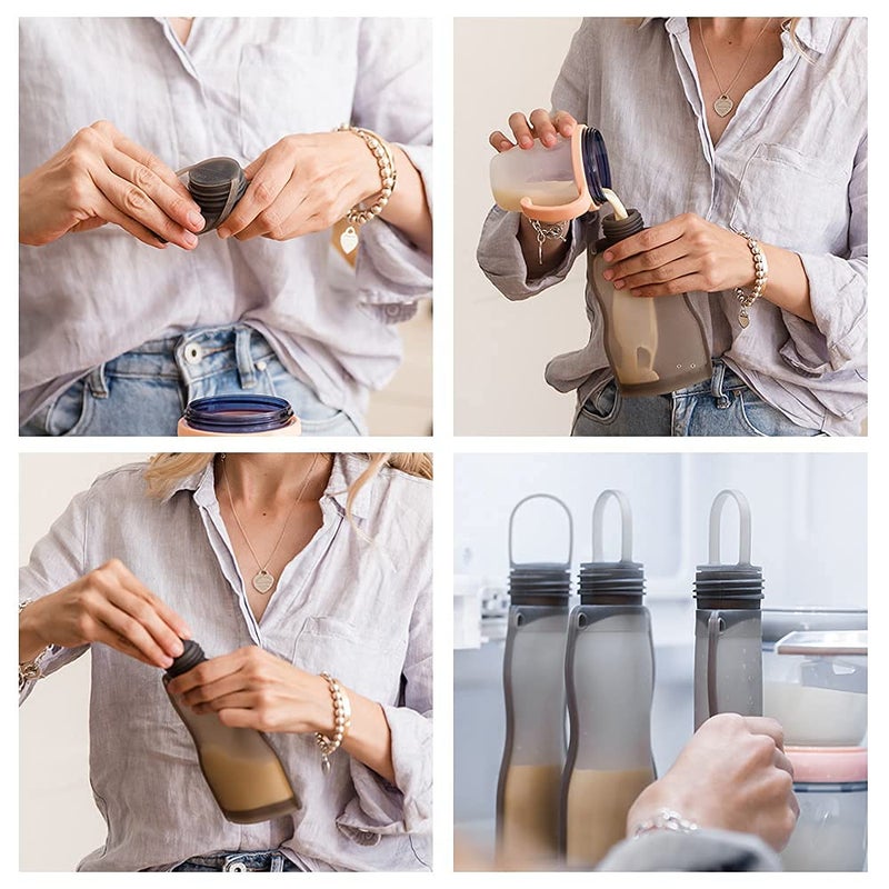 Haakaa Silicone Breastmilk Storage Bags Combo 9oz (5 Count)+ 4.4oz (5 Count), Reusable Leak Proof Breast Milk Storing Freezer Bags for Breastfeeding, BPA Free Food Grade Silicone - Image 5