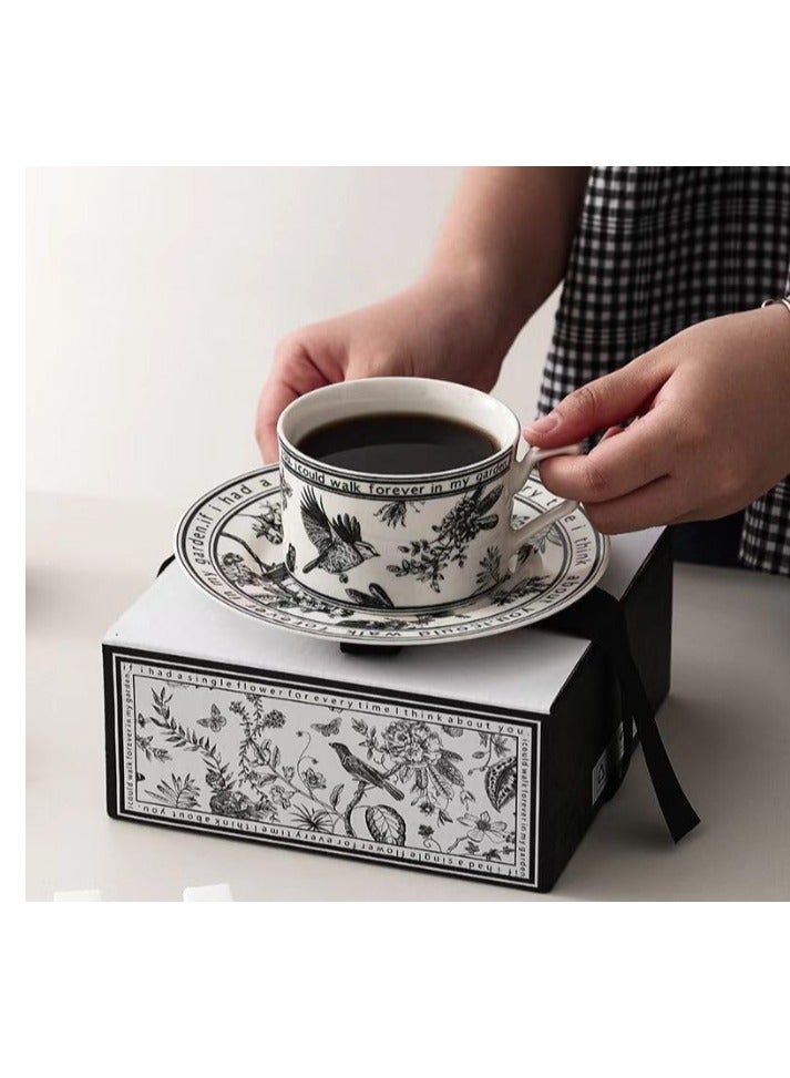 كوب قهوة مع صحون على شكل زهرة، 200 مل، طقم أكواب قهوة من الخزف الصيني مع علبة جميلة، كوب شاي - Image 1