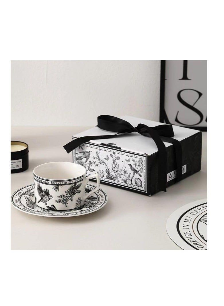 كوب قهوة مع صحون على شكل زهرة، 200 مل، طقم أكواب قهوة من الخزف الصيني مع علبة جميلة، كوب شاي - Image 3