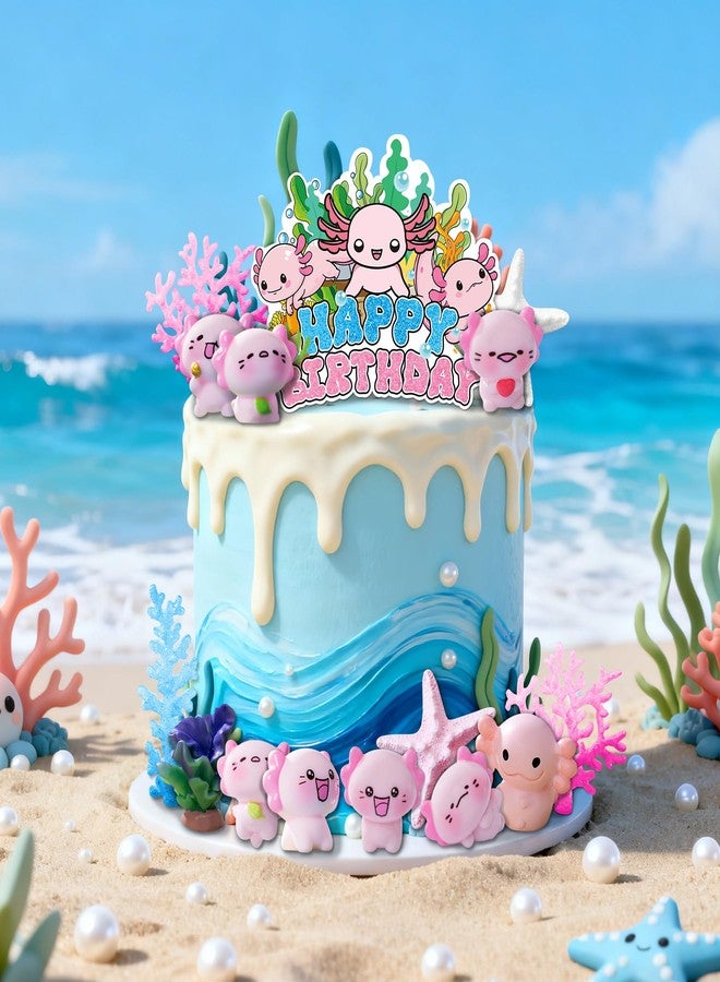 LAST HOE DOWN Axolotl Cake Topper Axolotl Birthday Decorations Ocean Cake Topper - Image 3