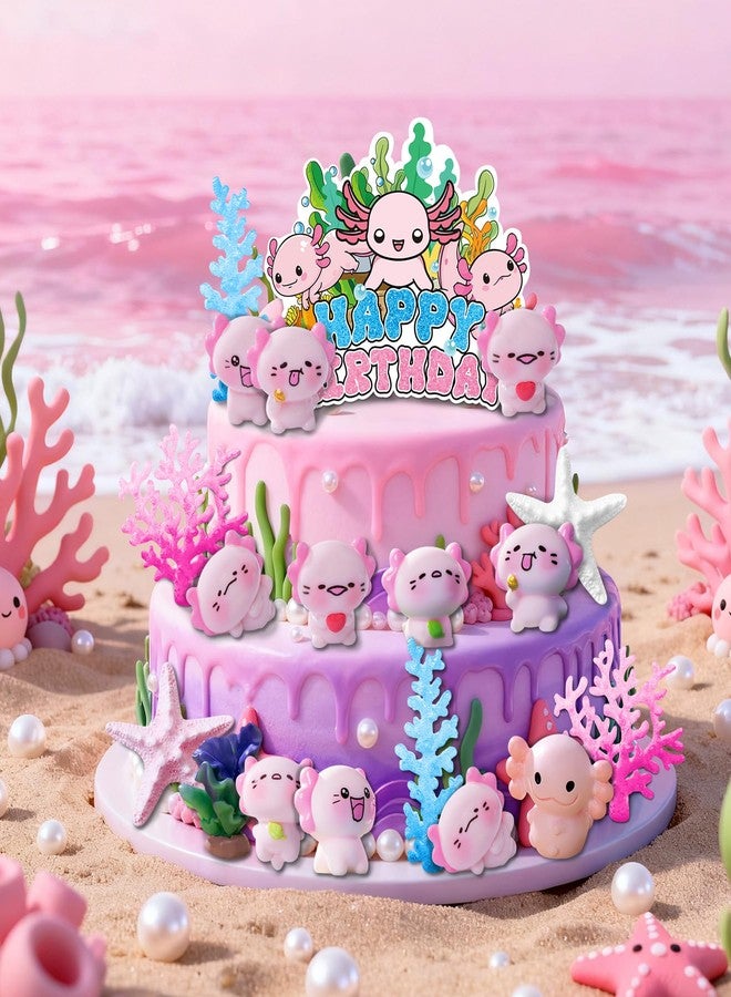 LAST HOE DOWN Axolotl Cake Topper Axolotl Birthday Decorations Ocean Cake Topper - Image 2