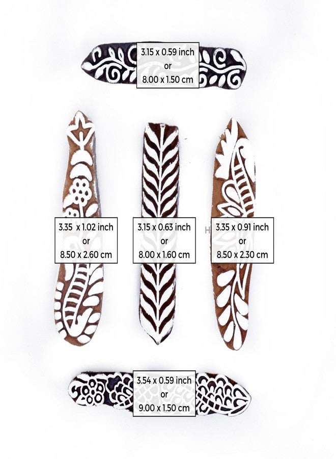 TwoGrams | Set of 5 | Handmade Wooden Baren Finger Shape for Hand Printing Henna Mehndi/Wooden Blocks for Scrapbooking/Saree Border/Clay/Pottery Crafts - Image 4