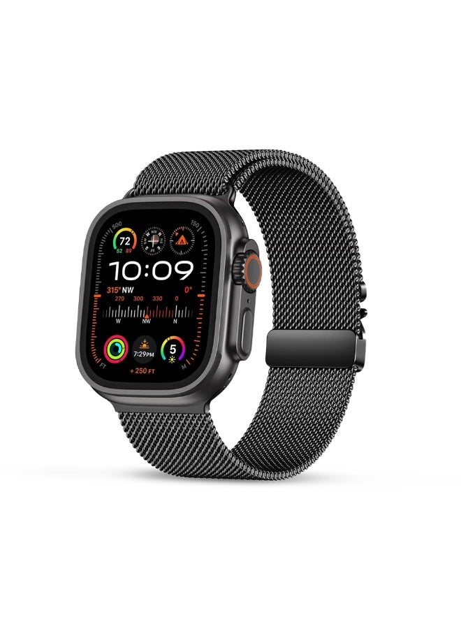 FITIT Milanese Loop Band Compatible with Apple Watch Series 1–9, SE, Ultra – Stainless Steel Strap with Parachute Lock & Secure Closure, 38/40/41mm – Black– fitit - Image 2