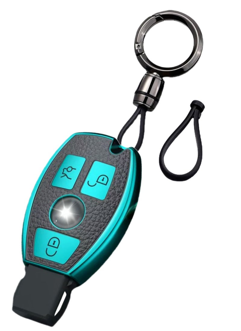OUYoo For Mercedes Benz Key Fob Cover, Premium Soft TPU Key Case Cover Compatible with Mercedes Benz C E S M CLS CLK G Class Keyless Smart Key Fob， With a key chain.（Green）  - Image 1