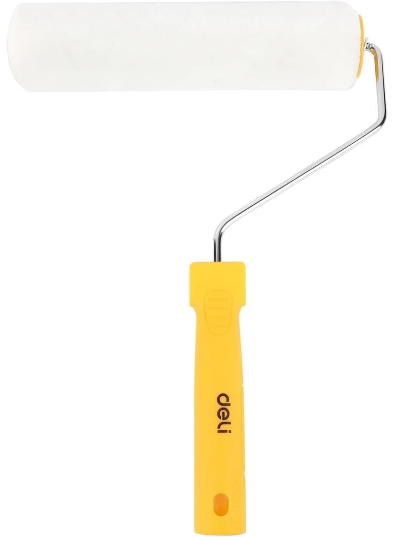 Deli 9-Inch Inner Wall Cylinder Brush - 7mm Nap for Acrylic Paint - 18mm Thick Yellow Brush with Comfortable 6.3-Inch Handle - Image 1