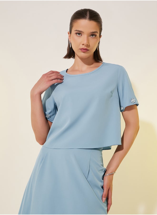 Take Two Embellished Round Neck Top and Skirt Co-Ords  - Image 3