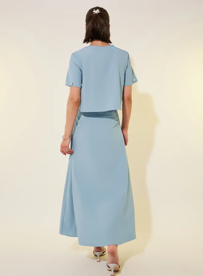 Take Two Embellished Round Neck Top and Skirt Co-Ords