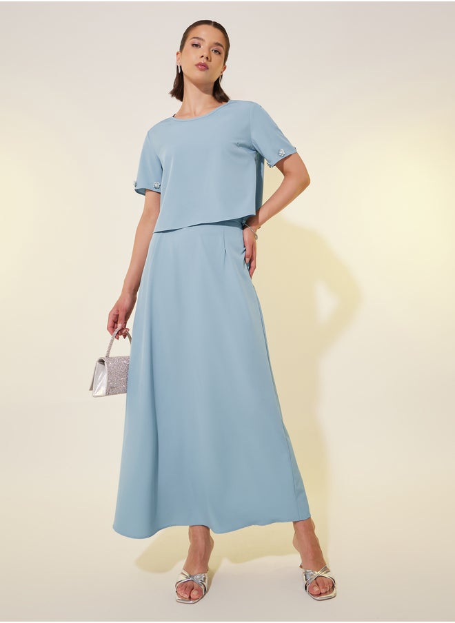 Take Two Embellished Round Neck Top and Skirt Co-Ords  - Image 2