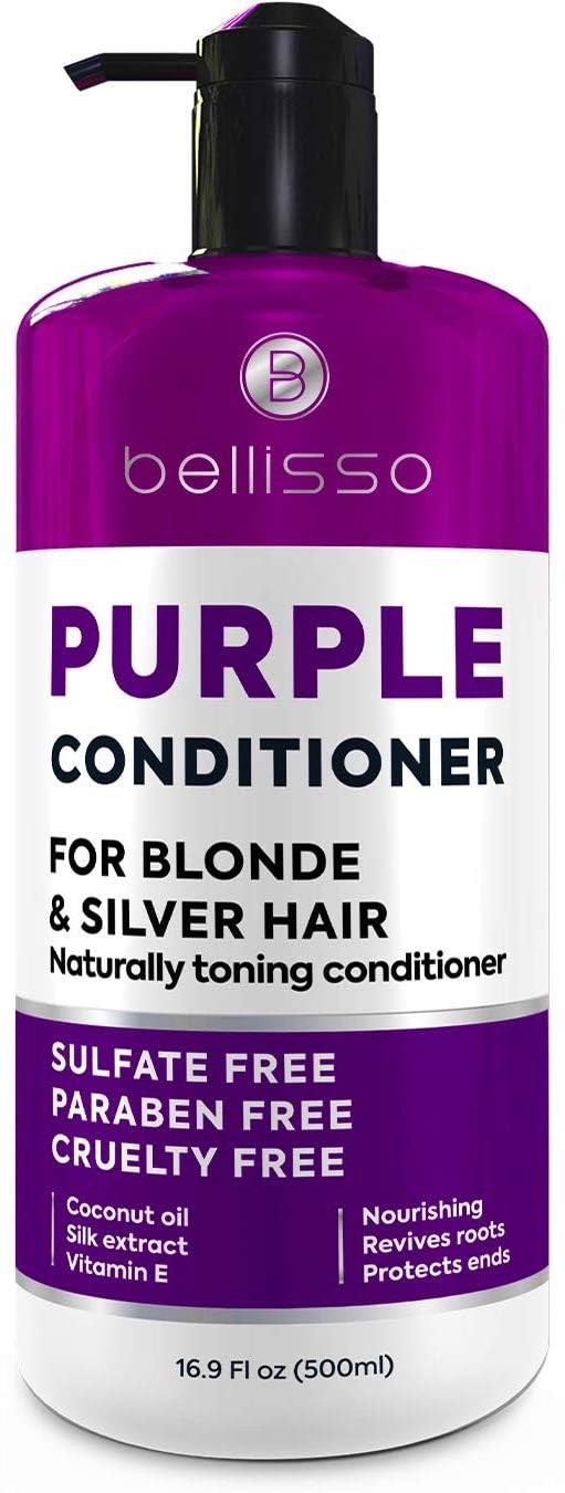 Purple Conditioner for Blonde Hair  Sulfate and Paraben Free Toner  No More Orange and Yellow Brassy Tones  More Balance for Color Treated Bleached Silver White and Gray Hair  Women and Men