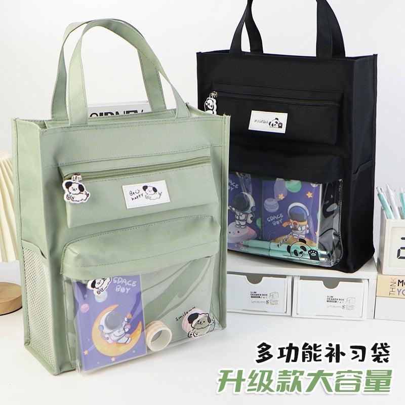 Student Handbag, Book Bag, Tutoring Bag, Tutoring School Bag, Portable Dual-Purpose Bag, Large Capacity Simple Canvas Tutoring Bag - Image 2