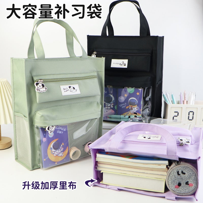 Student Handbag, Book Bag, Tutoring Bag, Tutoring School Bag, Portable Dual-Purpose Bag, Large Capacity Simple Canvas Tutoring Bag - Image 3