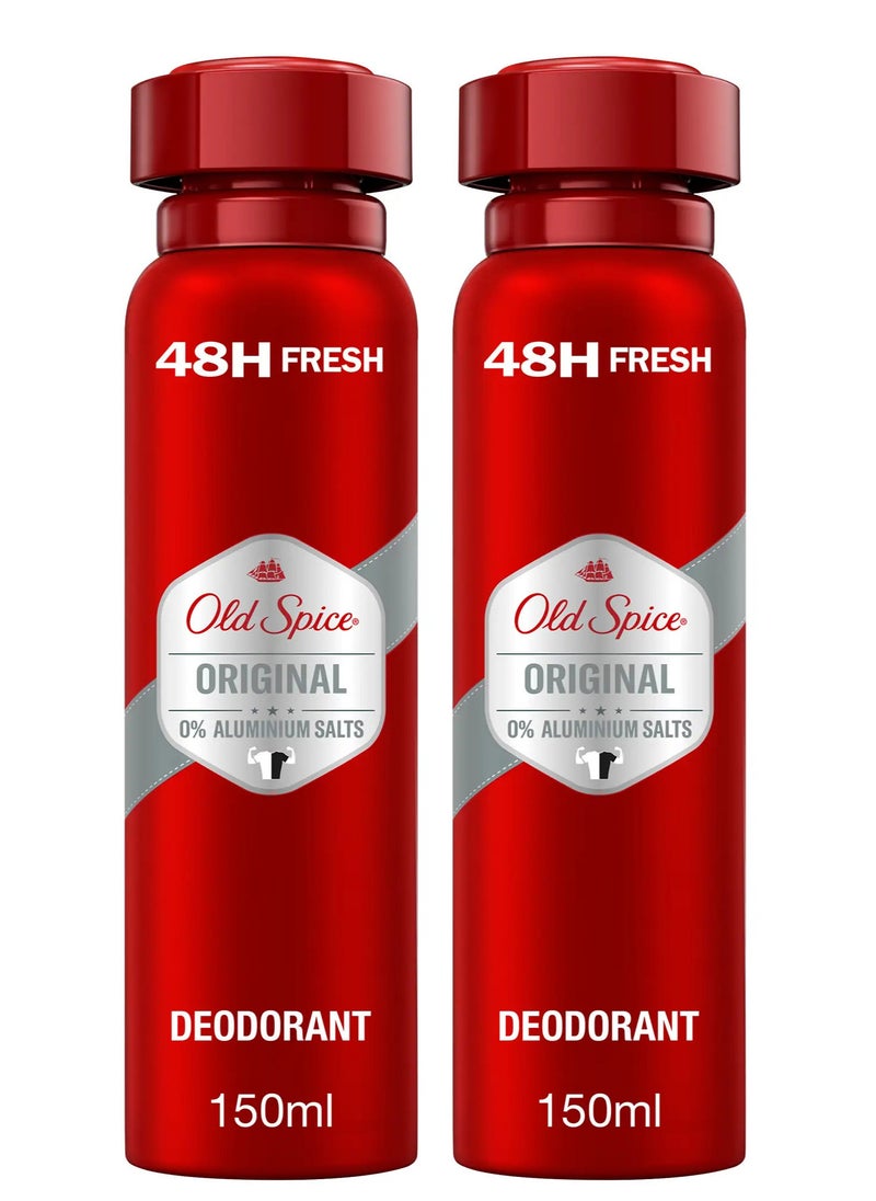 Old Spice Pack Of 2 Old Spice Deodorant Body Spray Original Scent 150 ml  - Image 1