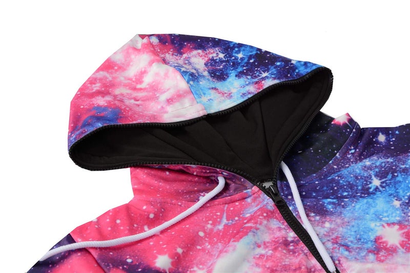 Nawoshow Womens Zip-up 3D Pattern Long Sleeve Playsuit Jumpsuit Onesie (Galaxy, S/M) - Image 4