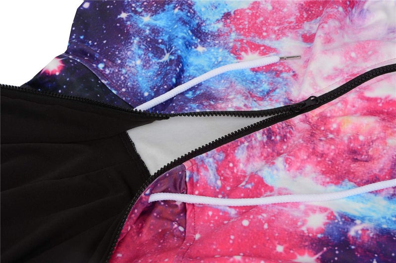 Nawoshow Womens Zip-up 3D Pattern Long Sleeve Playsuit Jumpsuit Onesie (Galaxy, S/M) - Image 5