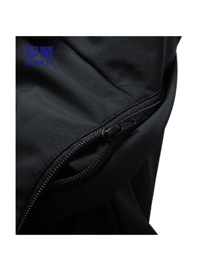 ROMON Jacket, Men'S Coat, Spring And Autumn Trendy Business Casual Outerwear, Hooded Versatile Menswear, Mk53 Black Fleece-Lined, 3Xl - Image 2