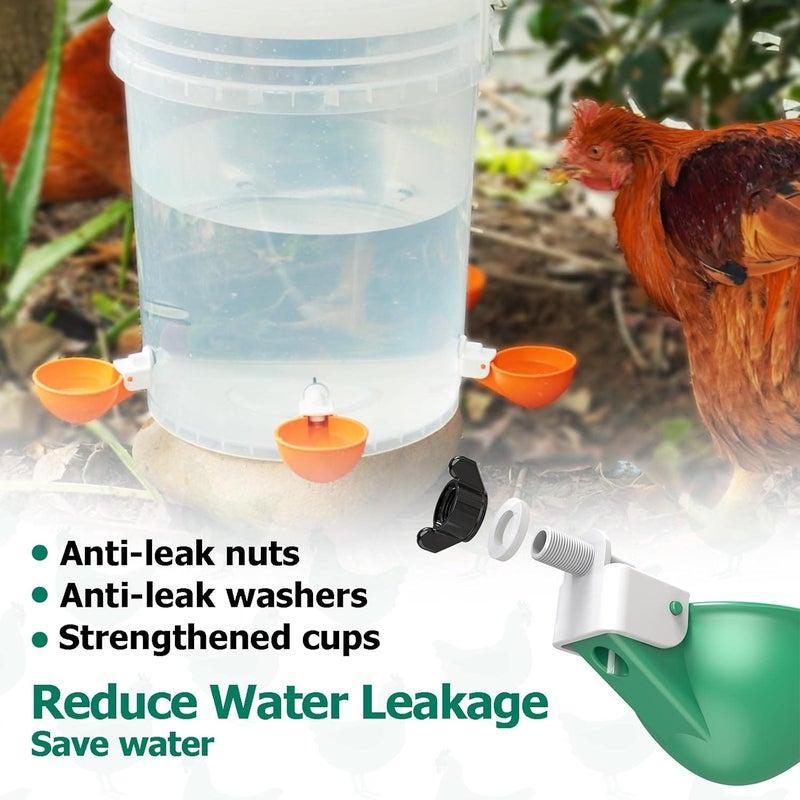 WORLEYX Large Automatic Chicken Waterer Cups, Chicken Water Feeder Suitable for , Duck, Goose, Turkey and Bunny, DIY Poultry Water Feeder Kit (2 Pack-Green) - Image 4