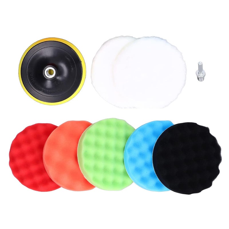 3 في 1 مجموعة إسفنج تلميع سيارات احترافية قطر 150 مم تحتوي على 5 إسفنج و 2 وسادة صوف - Image 5
