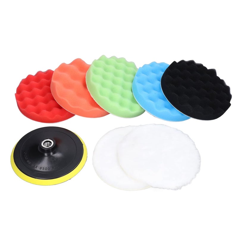 3 في 1 مجموعة إسفنج تلميع سيارات احترافية قطر 150 مم تحتوي على 5 إسفنج و 2 وسادة صوف - Image 4