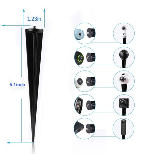 HOLACA Spike Pole Mount Ground Stake for Insta360 One R Samsung Gear 360 2017 Edition Cam,360fly 360° Cam,Ricoh Theta V SC2 M15,LG 360,Nikon Keymission 170/360&Garmin Virb 360 Cam - Image 3