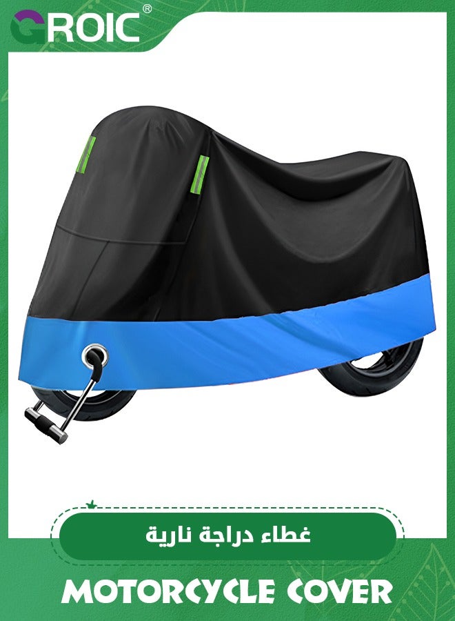 GROIC 104'' Motorcycle Cover, XXX-Large Heavy Duty Motorcycle Cover Waterproof Outdoor Scooter Shelter Protection with Lock-Hole and Reflective Strips for Harley Davidson, Honda, Suzuki, Kawasaki, Yamaha - Image 1