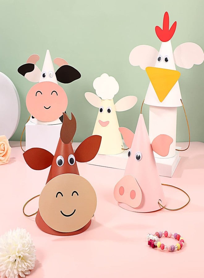 أموسفون قبعة Amosfun، 5 قطع من قبعات حفلات أعياد الميلاد للأطفال على شكل ثور وبقرة وقبعات مخروطية على شكل حيوانات المزرعة، دعائم صور DIY للأطفال الصغار وأعياد الميلاد وحفلات استقبال المولود الجديد - Image 3