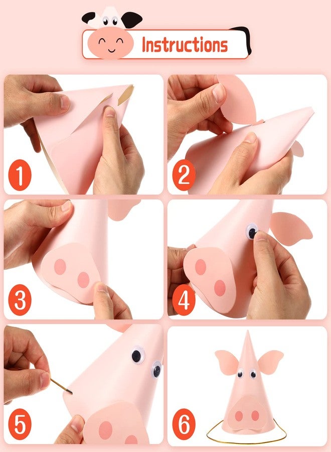 أموسفون قبعة Amosfun، 5 قطع من قبعات حفلات أعياد الميلاد للأطفال على شكل ثور وبقرة وقبعات مخروطية على شكل حيوانات المزرعة، دعائم صور DIY للأطفال الصغار وأعياد الميلاد وحفلات استقبال المولود الجديد - Image 4