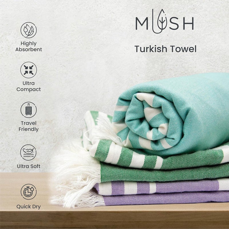 Mush Bamboo Turkish Towel | 100% Bamboo |Ultra Soft, Absorbent & Quick Dry Towel for Bath, Beach, Pool, Travel, Spa and Yoga | 29 x 59 Inches (Aqua & Beige) - Image 5