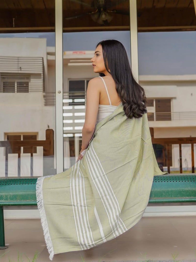 Mush Bamboo Turkish Towel | 100% Bamboo |Ultra Soft, Absorbent & Quick Dry Towel for Bath, Beach, Pool, Travel, Spa and Yoga | 29 x 59 Inches (Aqua & Beige) - Image 2