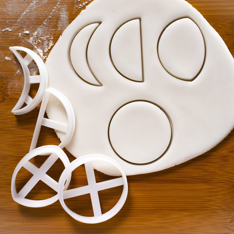 Bakerlogy مجموعة من 4 قواطع بسكويت على شكل دورة القمر (تصاميم: هلال، ربع قمر، قمر مكبر، وقمر كامل)، 4 قطع - بيكرلوجي - Image 2