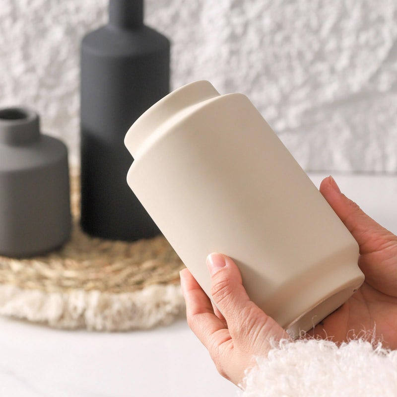Mitt&Ditt Ceramic Vase Set of 3, Modern Decorative Vases for Home Decor, Small Flower Pottery Vase Sets, Boho Farmhouse Rustic Vases for Living Room, Kitchen, Bedroom, Bathroom, Shelf, Table - Image 4