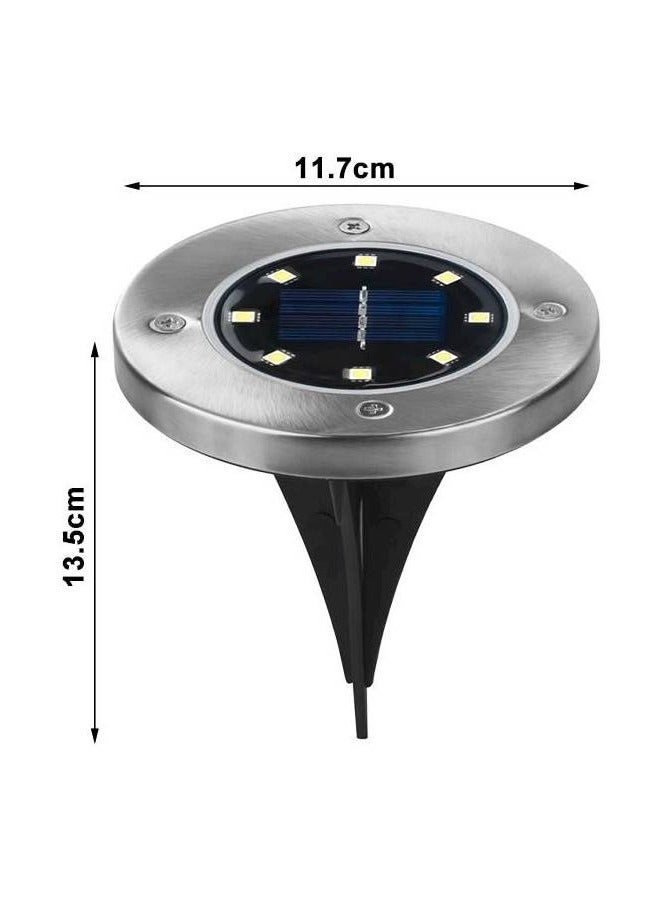 4 قطع 8 LED مصابيح أرضية شمسية، مصابيح أرضية في الهواء الطلق، مصابيح حديقة، ومصابيح شوارع صغيرة مضادة للمطر لفضية حديقة مروج  - Image 2