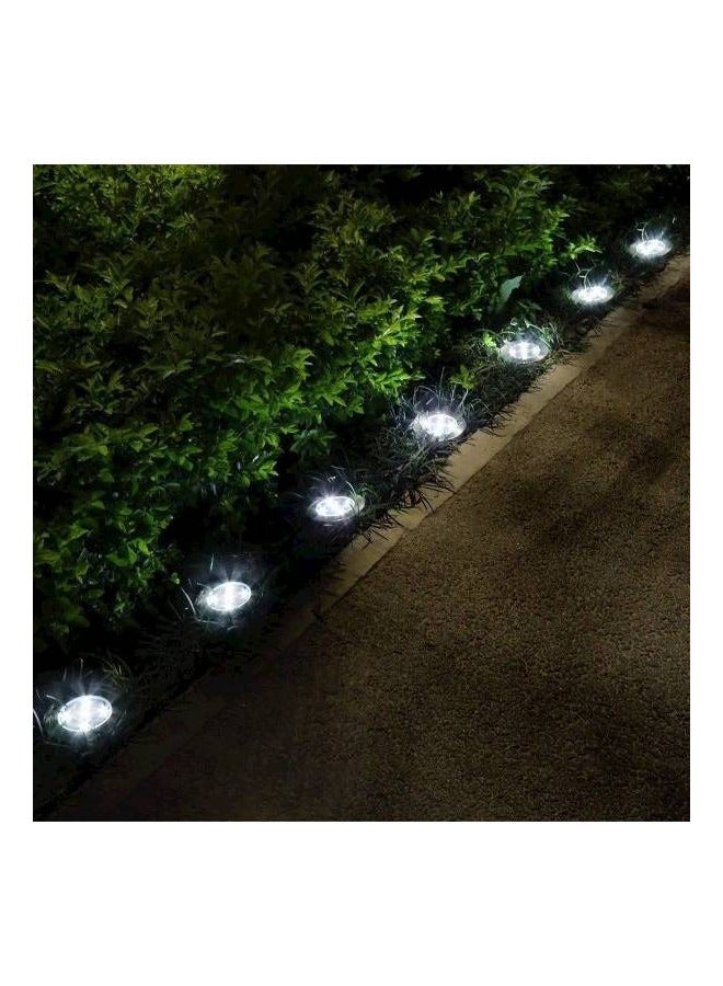 4 قطع 8 LED مصابيح أرضية شمسية، مصابيح أرضية في الهواء الطلق، مصابيح حديقة، ومصابيح شوارع صغيرة مضادة للمطر لفضية حديقة مروج  - Image 4