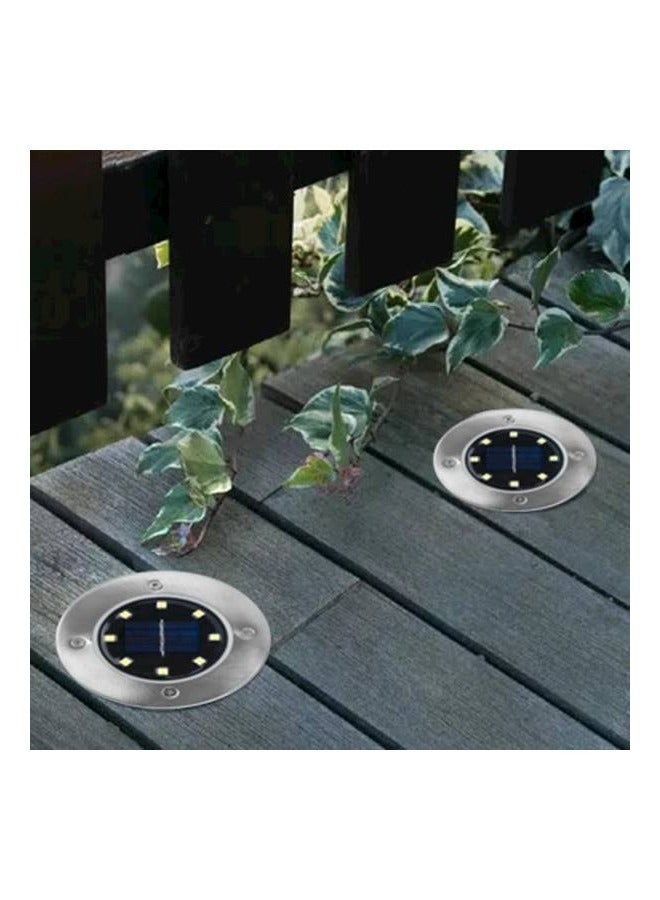 4 قطع 8 LED مصابيح أرضية شمسية، مصابيح أرضية في الهواء الطلق، مصابيح حديقة، ومصابيح شوارع صغيرة مضادة للمطر لفضية حديقة مروج  - Image 3