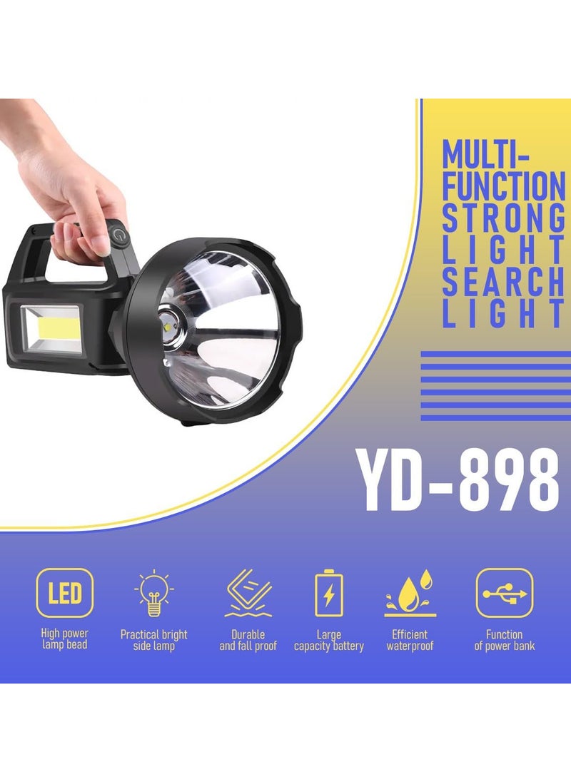 مصباح يدوي LED، مصابيح LED، كشاف ضوء قوي | مصباح LED عالي الطاقة | مصباح جانبي ساطع | متين، مقاوم للماء والسقوط | بطارية ذات سعة كبيرة، YD-898