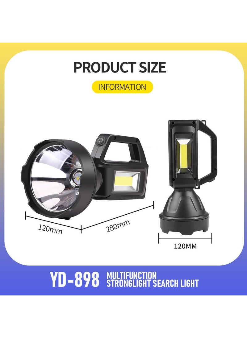 مصباح يدوي LED، مصابيح LED، كشاف ضوء قوي | مصباح LED عالي الطاقة | مصباح جانبي ساطع | متين، مقاوم للماء والسقوط | بطارية ذات سعة كبيرة، YD-898