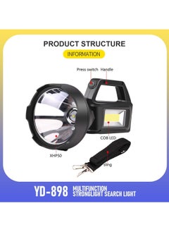 led flashlight, led lights, Strong light Searchlight | LED High Power Lamp | Bright Side Lamp | Durable, Waterproof & Fall-Proof | Large Capacity Battery, YD-898 - pzsku/ZC61BBB1D3CC27A2B1B8FZ/45/_/1740484037/9423f795-e3c9-41d9-83f2-81279cebd4b9