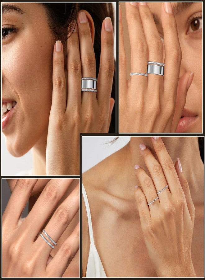 LevyPan 2-Pack 14K Gold Plated Stacking Rings for Oura Ring Gen 4/Gen 3, Cubic Zirconia Simulated oura ring stack Diamond Rings for Women, 5, Metal, Cubic Zirconia - Image 3