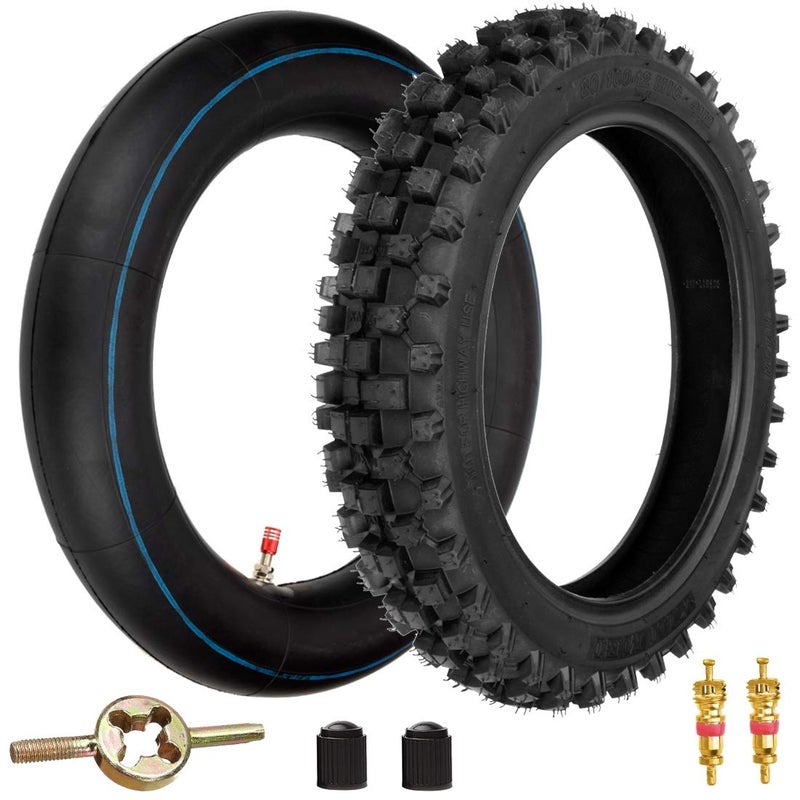 FVRITO 8010012 30012 Back Rear Tire And Inner Tube for 90cc 110cc 125cc SSR CRF XR70 CR60R KLX110 KX60 DRZ DS80 JR80 RM50 PW80 TTR YZ60 65SX Off Road Motocross Pit Dirt Bike