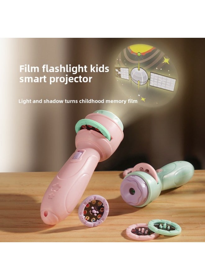 Generic - Projection Flashlight Children's Toys Kindergarten Cognitive Puzzle Early Education Luminous Projector Gift Stall-Color:Single Flashlight Cardless Romantic Powder - Image 1