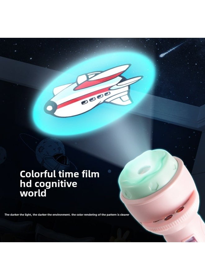 Generic - Projection Flashlight Children's Toys Kindergarten Cognitive Puzzle Early Education Luminous Projector Gift Stall-Color:Single Flashlight Cardless Romantic Powder - Image 1